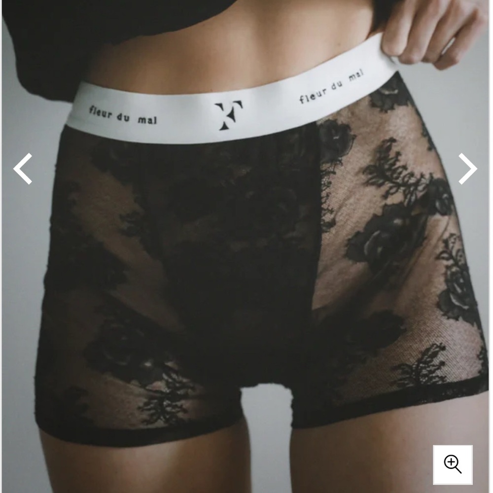 Fleur du Mal Sheer Black Floral Boxers